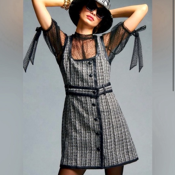 Anthro Maeve tweed mini dress size 10 - Picture 13 of 16